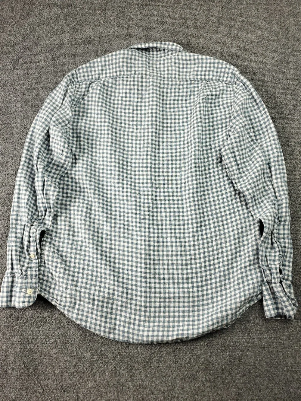 J Crew Linen Shirt Medium Gingham Check Button Down Oxford Blue White Summer
